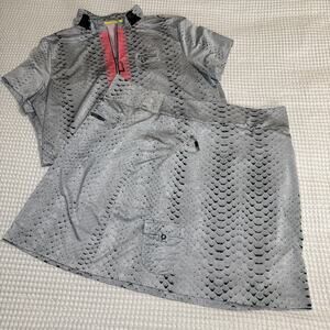 Jamie Sadock Habu Snake Print Golf Tennis Skort & Top Set Stretch Size 14 EUC